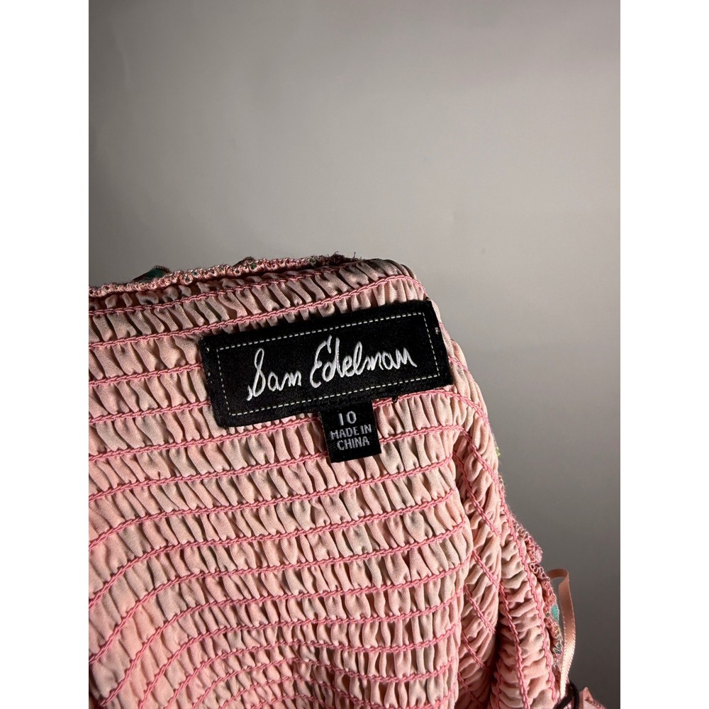 Sam Edelman Smocking Tier Dress Pink Multi Floral Maxi Size 10 41S083 NEW - Picture 7 of 10